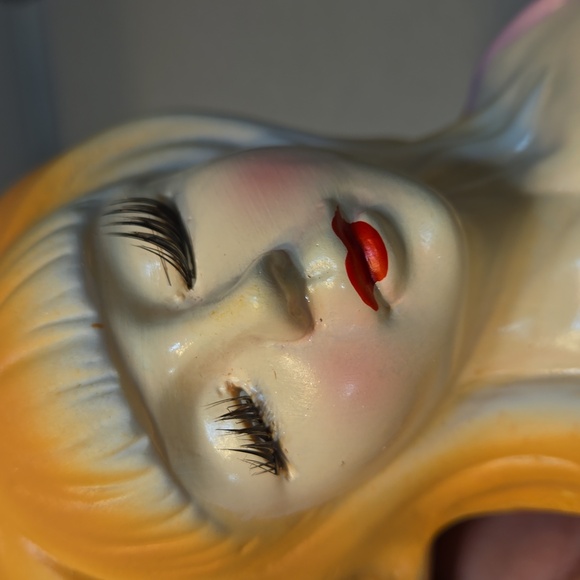 Reproduction Lady Head Vase Planter Makeup Brush Holder - Picture 3 of 12